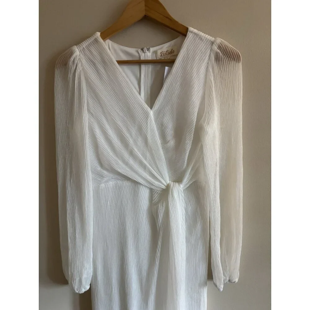 Baltic Born Devlyn Pleated Ivory Dress Maxi Women's Size Small NEW Wedding - Picture 2 of 16